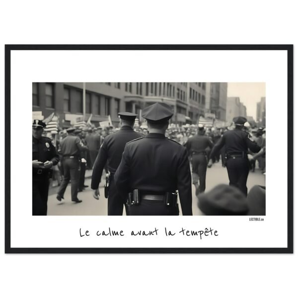 Poster encadré policier noir et blanc vintage "Le calme avant la tempête" (n°2/3)