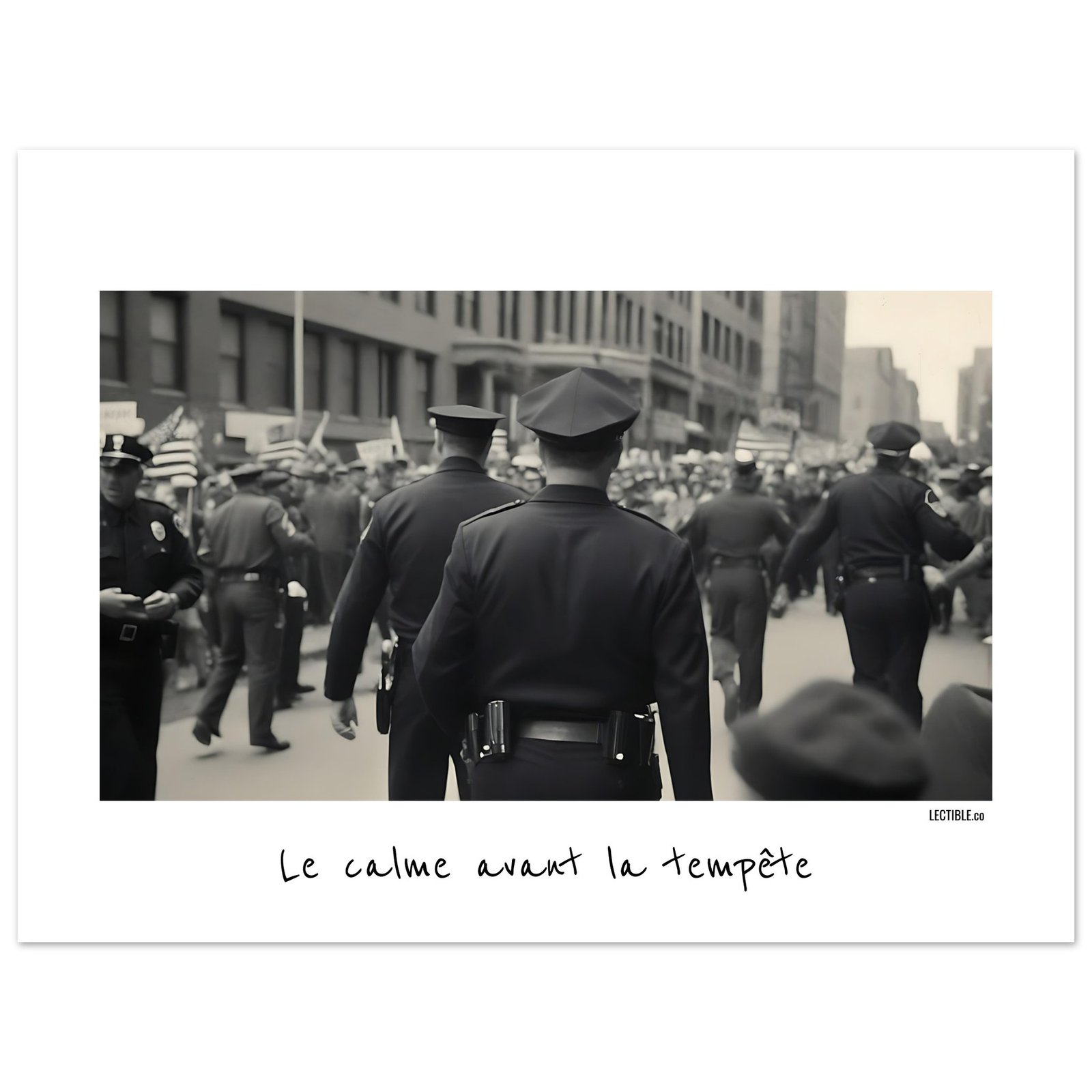 Poster policier noir et blanc vintage "Le calme avant la tempête" (n°2/3)
